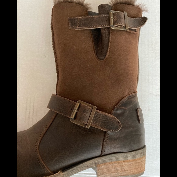 Brown Leather boots boho rustic boots shearling lined boots antiqued leather - Picture 10 of 12